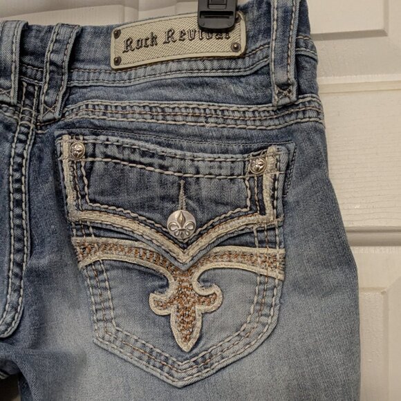 Rock Revival Women's Distressed Blue Skinny Jeans Size 30 - Picture 8 of 15